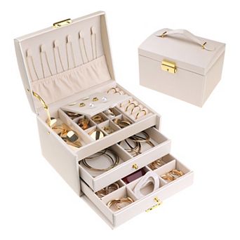 3 Layer Jewellery Box Jewellery Organizer Storage Display Holder With Drawer