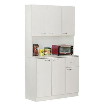 Kitchen Pantry Storage Cabinet With Drawer, Doors And Shelves