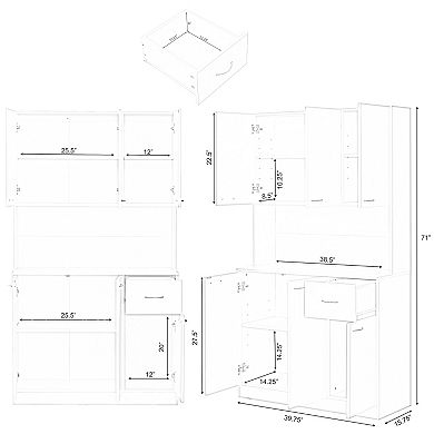 Kitchen Pantry Storage Cabinet With Drawer, Doors And Shelves
