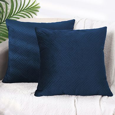Velvet Knitted Throw Pillow Covers, Pack of 2 Spring Decorative Pillow Cases Square 18" x 18"
