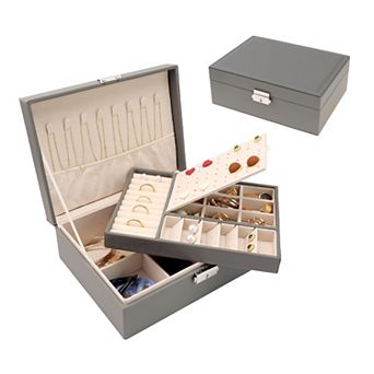 2 Layer Jewelry Box For Girl Women Birthday Gifts Pu Leather Jewelry Organizer Case