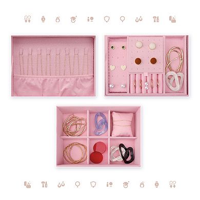 Velvet Jewelry Box For Women 2 Layer Jewelry Display Storage Gift