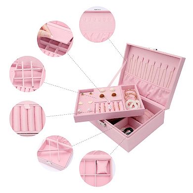 Velvet Jewelry Box For Women 2 Layer Jewelry Display Storage Gift