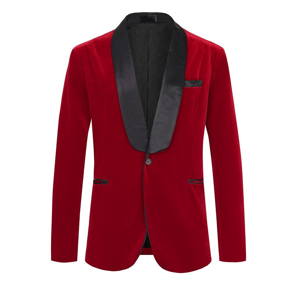Velour Men's blazer Jacket Men's Black Fitted Tuxedo Satin Lapel main image 1