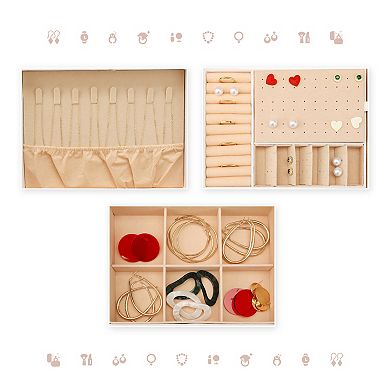 Jewelry Box For Women 2 Layer Large Pu Jewelry Storage For Earrings