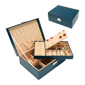 Jewelry Box For Women 2 Layer Large Pu Jewelry Storage For Earrings