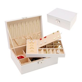 Jewelry Box For Women 2 Layer Large Pu Jewelry Storage For Earrings