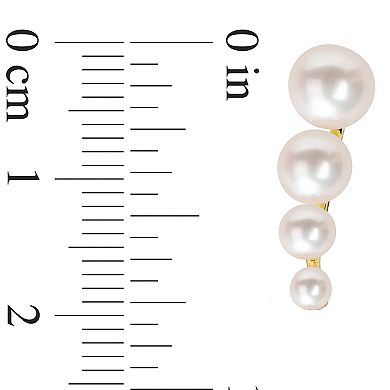 Stella Grace 18k Gold Over Silver Freshwater Cultured Pearl Graduated Stud Earrings