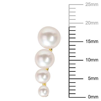 Stella Grace 18k Gold Over Silver Freshwater Cultured Pearl Graduated Stud Earrings