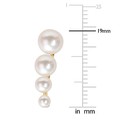Stella Grace 18k Gold Over Silver Freshwater Cultured Pearl Graduated Stud Earrings