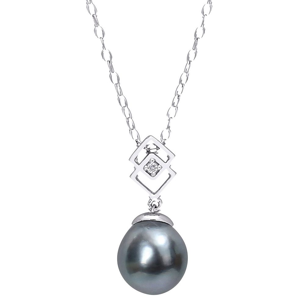 Stella Grace Sterling Silver White Topaz & Black Tahitian