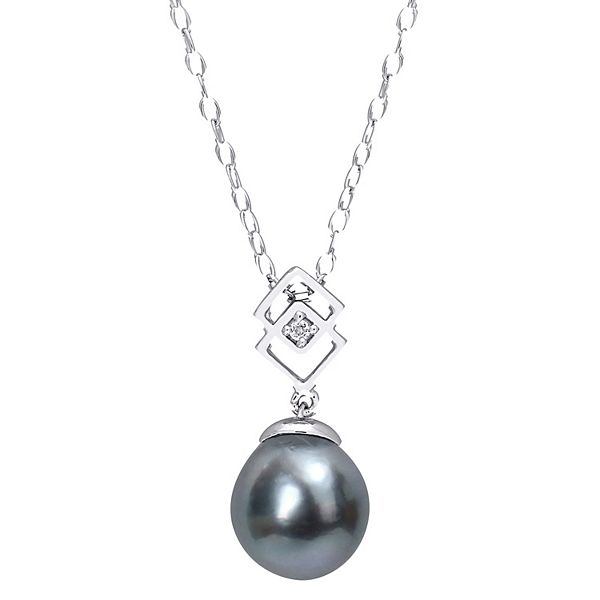 Stella Grace Sterling Silver White Topaz & Black Tahitian