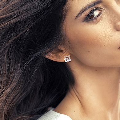 Stella Grace Sterling Silver Diamond Accent & Freshwater Cultured Pearl Cluster Stud Earrings