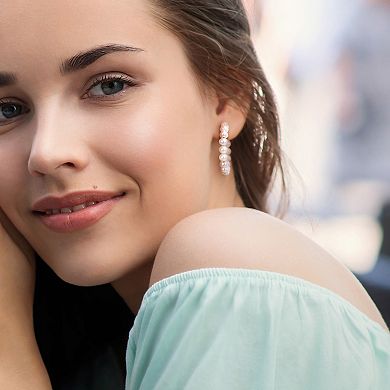 Stella Grace Sterling Silver Freshwater Cultured Pearl Hoop Earrings