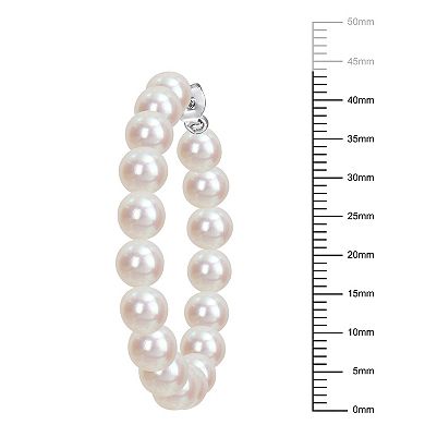 Stella Grace Sterling Silver Freshwater Cultured Pearl Hoop Earrings