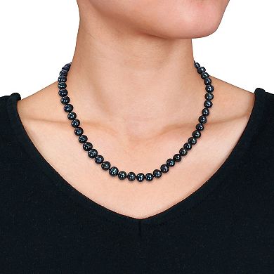 Stella Grace Black Freshwater Cultured Pearl Necklace, Stretch Bracelet & Stud Earrings 3-piece Set