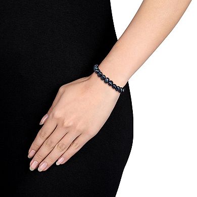 Stella Grace Black Freshwater Cultured Pearl Necklace, Stretch Bracelet & Stud Earrings 3-piece Set