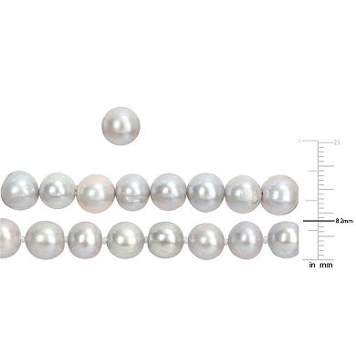 Stella Grace Grey Freshwater Cultured Pearl Necklace, Stretch Bracelet & Stud Earrings 3-piece Set