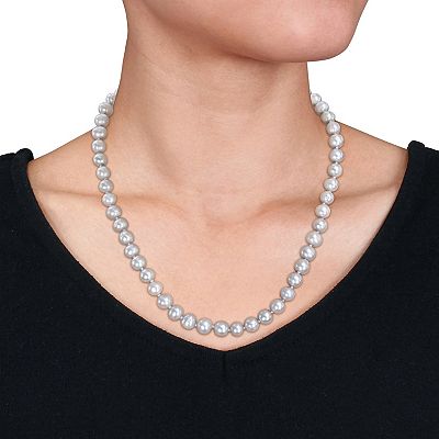 Stella Grace Grey Freshwater Cultured Pearl Necklace Stretch Bracelet Stud Earrings 3 piece Set