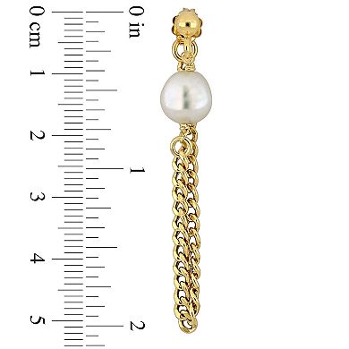 Stella Grace 18k Gold Over Silver Freshwater Cultured Pearl Chain Earrings