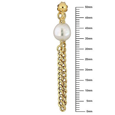 Stella Grace 18k Gold Over Silver Freshwater Cultured Pearl Chain Earrings
