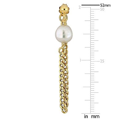 Stella Grace 18k Gold Over Silver Freshwater Cultured Pearl Chain Earrings