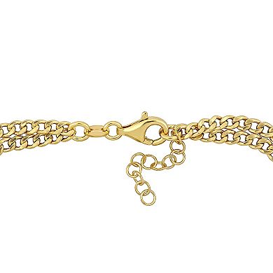 Stella Grace 18k Gold Over Silver Freshwater Cultured Pearl Double Row Chain Bracelet