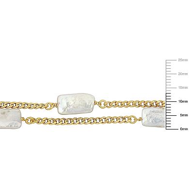 Stella Grace 18k Gold Over Silver Freshwater Cultured Pearl Double Row Chain Bracelet
