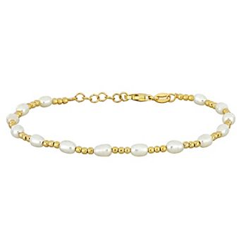 Stella Grace 18k Gold Over Silver Freshwater Cultured Pearl & Ball Bead Station Bracelet