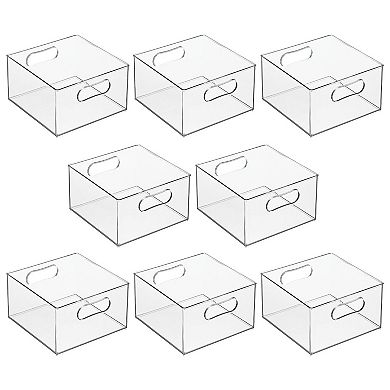 mDesign Deep Plastic Stackable Storage Organizer Bin w/ Handles - 8 ...