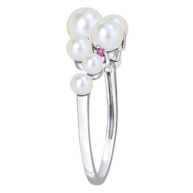 Stella Grace Sterling Silver Pink Sapphire & Freshwater Cultured Pearl Fashion Ring