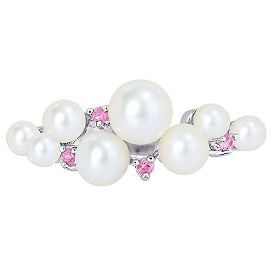 Stella Grace Sterling Silver Pink Sapphire & Freshwater Cultured Pearl Fashion Ring
