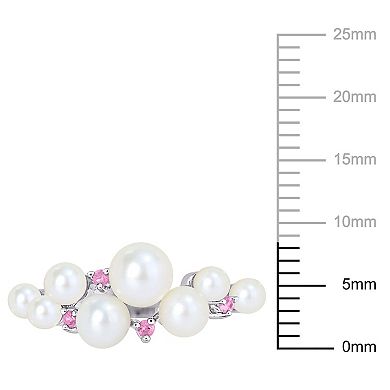 Stella Grace Sterling Silver Pink Sapphire & Freshwater Cultured Pearl Fashion Ring