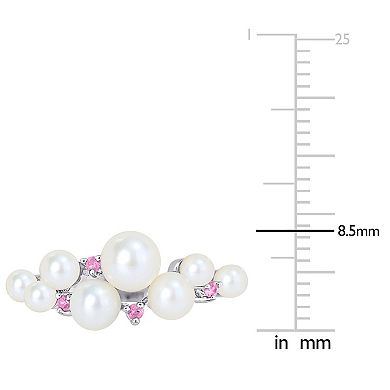 Stella Grace Sterling Silver Pink Sapphire & Freshwater Cultured Pearl Fashion Ring