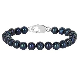 Stella Grace Men's Freshwater Black Cultured Pearl Bracelet