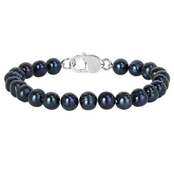 Stella Grace Men's Freshwater Black Cultured Pearl Bracelet