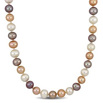 Stella Grace Sterling Silver Multicolored Freshwater Cultured Pearl Strand