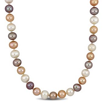Stella Grace Sterling Silver Multicolored Freshwater Cultured Pearl Strand