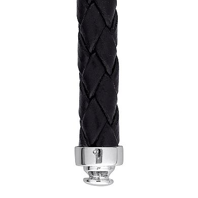Stella Grace Men's Freshwater Black Cultured Pearl & Black Diamond Braided Leather Bracelet