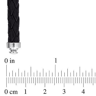 Stella Grace Men's Freshwater Black Cultured Pearl & Black Diamond Braided Leather Bracelet