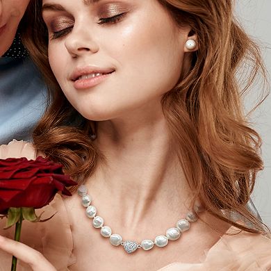 Stella Grace Freshwater Cultured Pearl & Cubic Zirconia Necklace & Stud Earrings Set