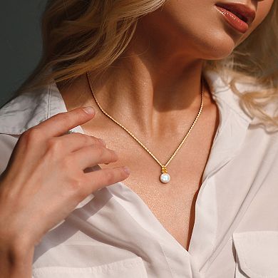 Stella Grace 18k Gold Over Silver Citrine & Freshwater Cultured Pearl Drop Pendant Necklace