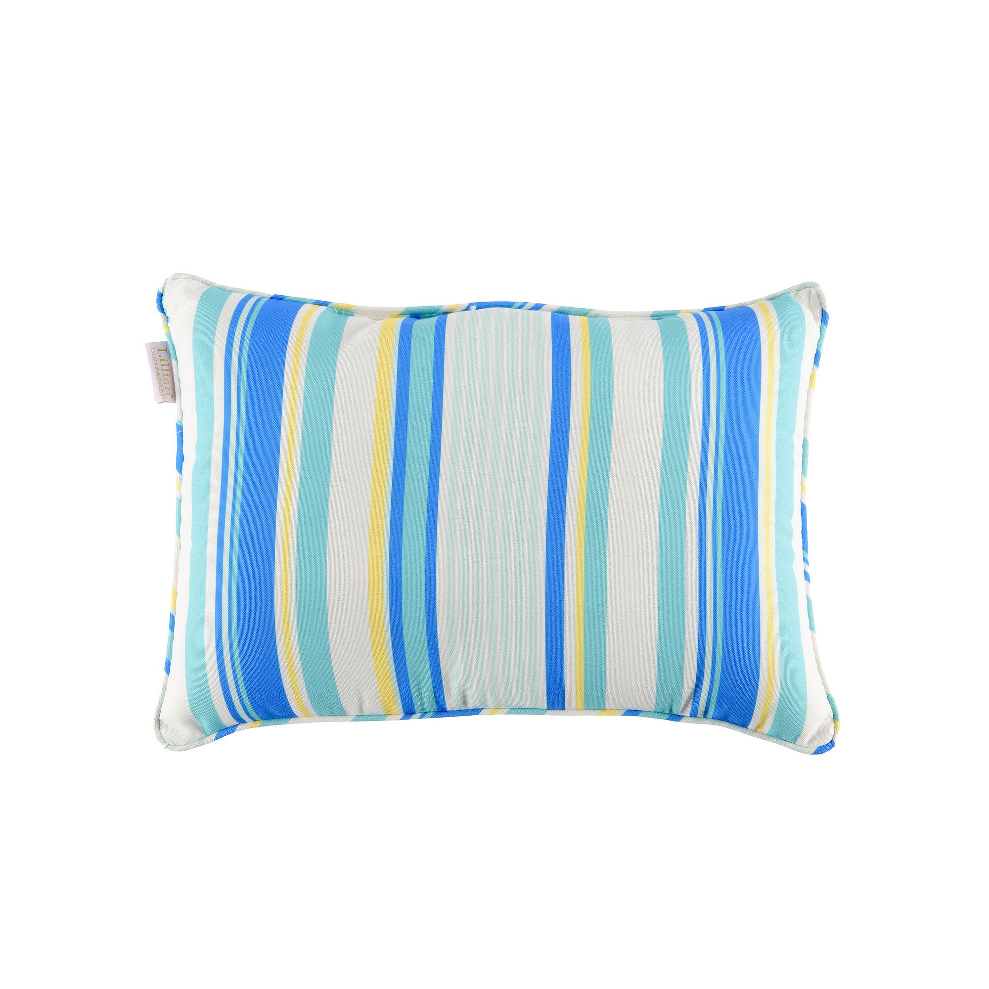 Lillian Lillian Outdoor Lumbar Pillow, Beach Stripe Turquoise
