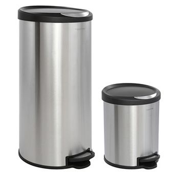 Oscar Round 8-gallon Step-open Trash Can With Free Mini Trash Can