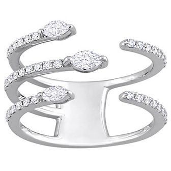 Stella Grace 14k White Gold 1/2 Carat T.W. Diamond 3-Row Ring