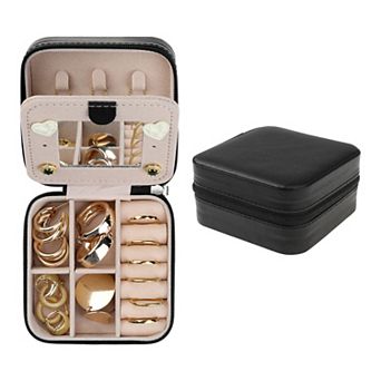 2 Layer Jewellery Organizer Travel Jewellery Box Small Portable Jewellery Case With Mirror