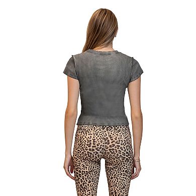Juniors' madden girl Garment Oil Wash Short Sleeve Graphic Tee