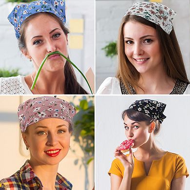 5 Pcs Floral Scarf Headbands Chiffon Head Scarf Hair Scarves For Women Girls Pink Yellow Etc