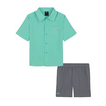 Baby & Toddler Boy Under Armour Tech Woven Button Down Shirt & Shorts Set