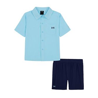 Baby & Toddler Boy Under Armour Tech Woven Button Down Shirt & Shorts Set